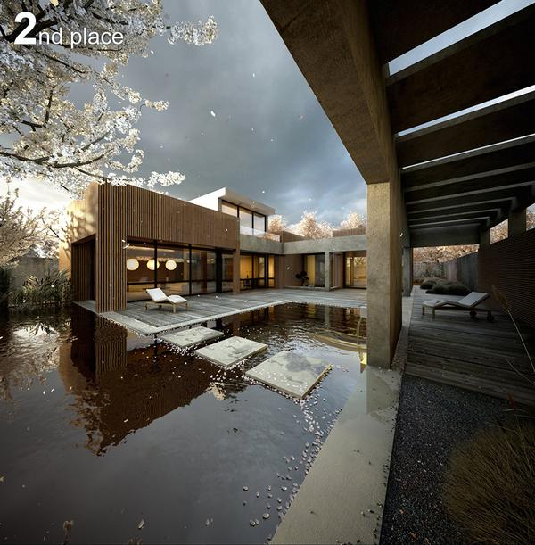 3D látványterv verseny - ház medencével