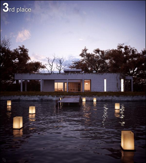 3D látványterv verseny - ház medencével