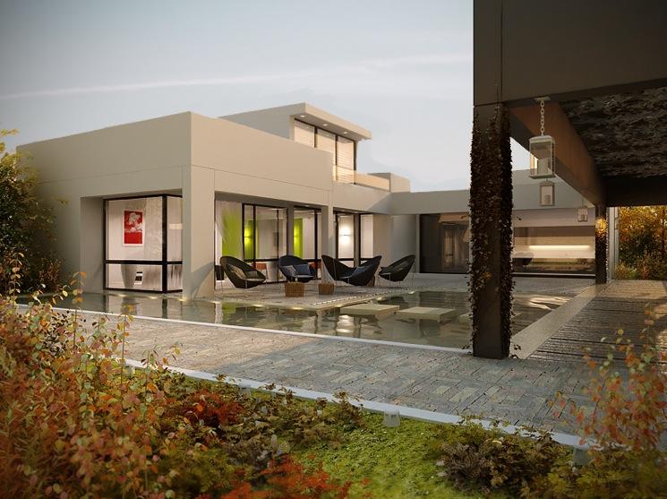 3D látványterv verseny - ház medencével