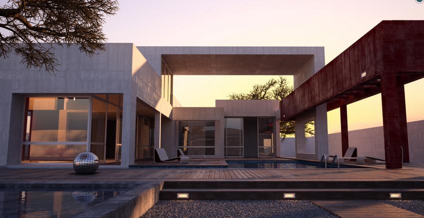 3D látványterv verseny - ház medencével