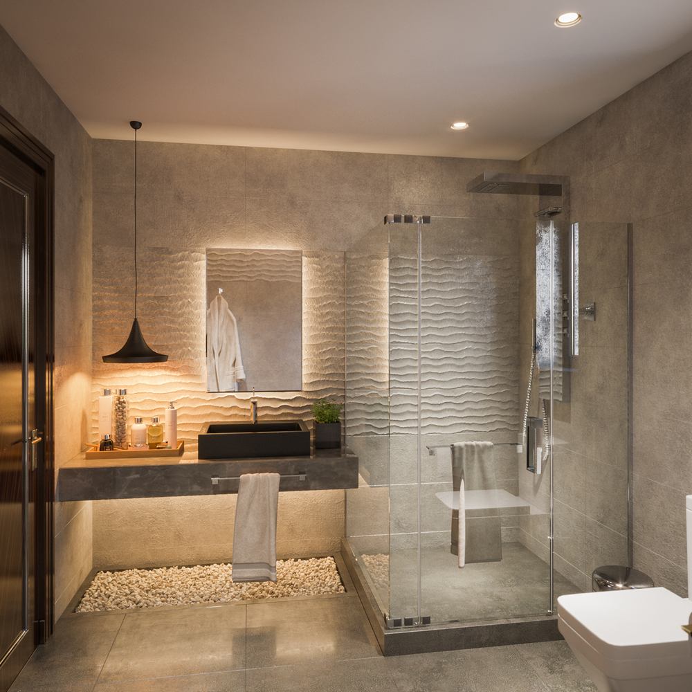 Fürdőszoba burkolat ötletek - zuhanyfülkével kialakított fürdők
