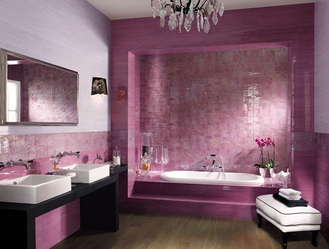 Szép, modern fürdőszobák - burkolat ötletek 2. rész, látványos, színes csempék