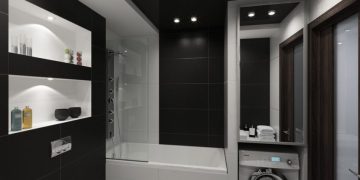 Fekete-fehér fürdőszoba berendezés és burkolat ötletek - egy népszerű színpárosítás