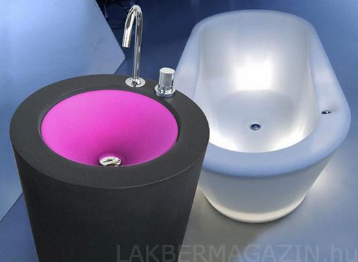 Színes szabadon álló mosdó - WET Fusion II led világítással 01