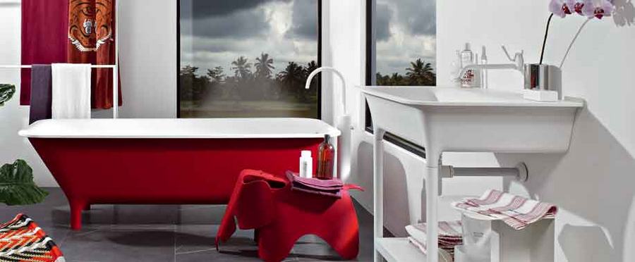 Piros szabadonálló kád | Zucchetti Kos - Morphing