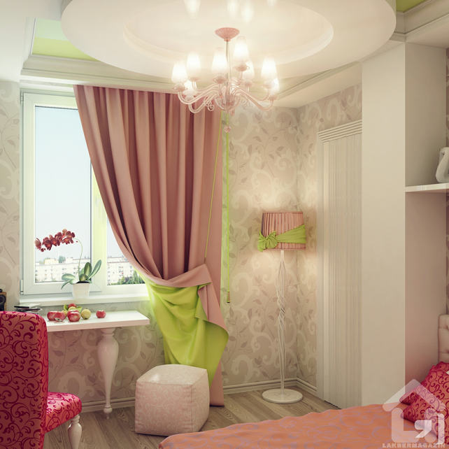 Gyerekszoba berendezés - lányszoba inspiráció - látványos világítás és csillár