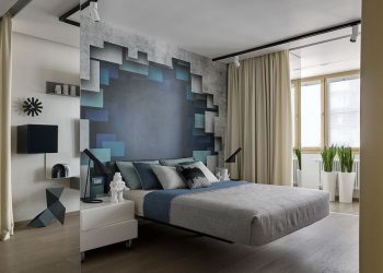 Hálószoba inspiráció - „lebegő” ágy és különleges, nagyméretű mintás tapéta 3D hatással