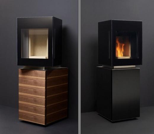Modern pellet kályha mely egyben látványos design bútor