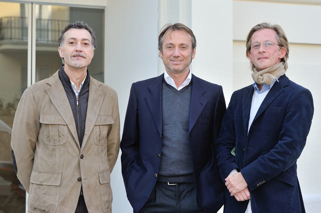 Marco Novali, a fejlesztést irányító Gestim Kft másik ügyvezetője és tulajdonosa, Ralf Van Duyn, a Gestim Kft egyik ügyvezetője, Roberto Forlani, a Rippl ház tervezője