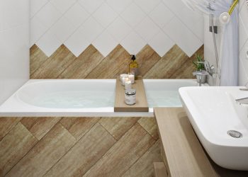 Fahatású és négyzet alakú fehér csempe fürdőszobában - diagonál burkolás, átlósan - tipp