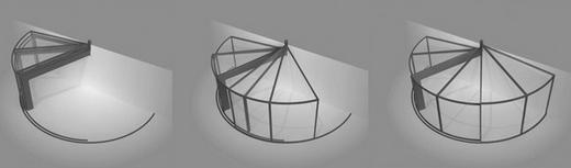 Zárt terasz köríves üveg panelekből - a bezártság érzése nélkül - OpenSun