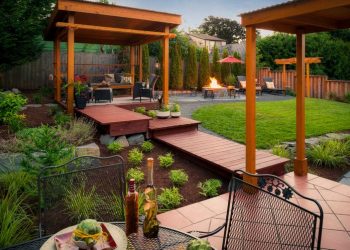 Egyedi, természetes, nyugalmat árasztó kertberendezés - kerti ösvény, pavilon, csobogó és tűzrakó