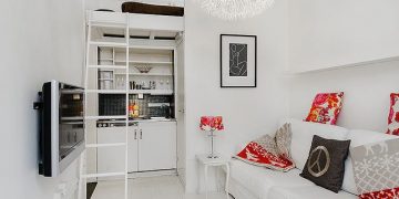 Fehér, modern, praktikus - egy szobás, 21nm-es kis lakás galériával