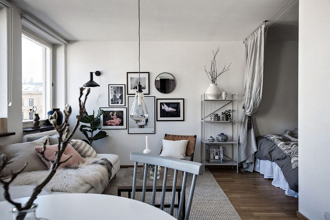 Fiatal lány 30m2-es lakása - látványos fekete konyha lila mozaik hátfallal, hálófülke gardróbbal Fiatal lány 30m2-es lakása - látványos fekete konyha lila mozaik hátfallal, hálófülke gardróbbal