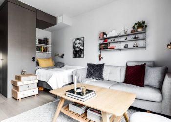 Egyszobás 30m2-es lakás - egy hölgy otthona monokróm színvilággal, praktikus elrendezéssel