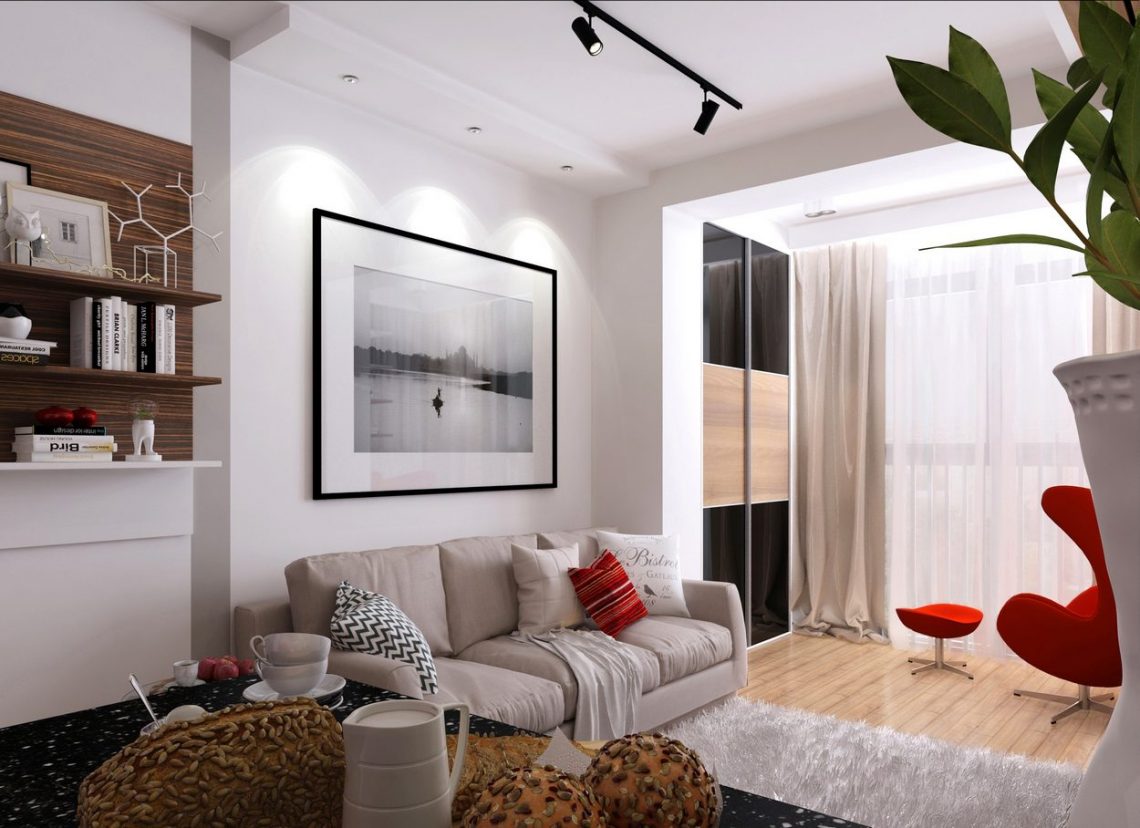 Piros szín, egzotikus fa felületek, látványos részletek, átgondolt berendezés - egy 30m2-es kis lakás