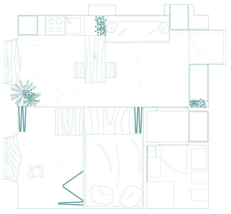 Ha minden négyzetméter számít - kis 34 m2-es lakás ötletes berendezése az életteret rugalmasan alakító elemekkel