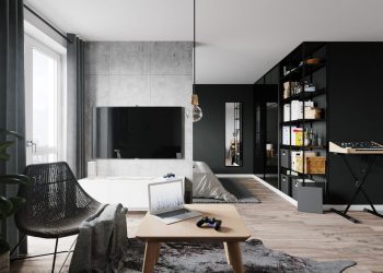 35m2-es legénylakás két különböző stílusban - egy markánsabb és egy olcsóbb berendezés