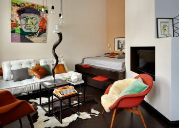 Kis 36nm-es lakás az összes funkcionális térrel - modern és vidám hangulattal