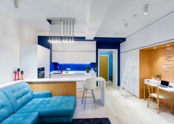 Modern, funkcionális, igényes lakberendezés fiataloknak 38m2-en - a lehetőségekhez mérten tágas és helytakarékos garzon