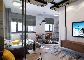 Jól elkülönülő zónák, vendégágy, természetes fa elemek - 39m2-es praktikus, modern kis lakás