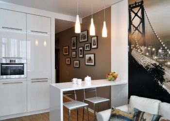 Kis lakás, 40m2 - természetes, meleg, otthonos berendezés fehérrel és barna árnyalatokkal