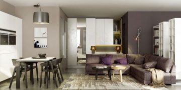 Modern, kényelmes, 46m2-es lakás egy fiatal férfinak - tágas, nyitott tér ügyes térszervezéssel