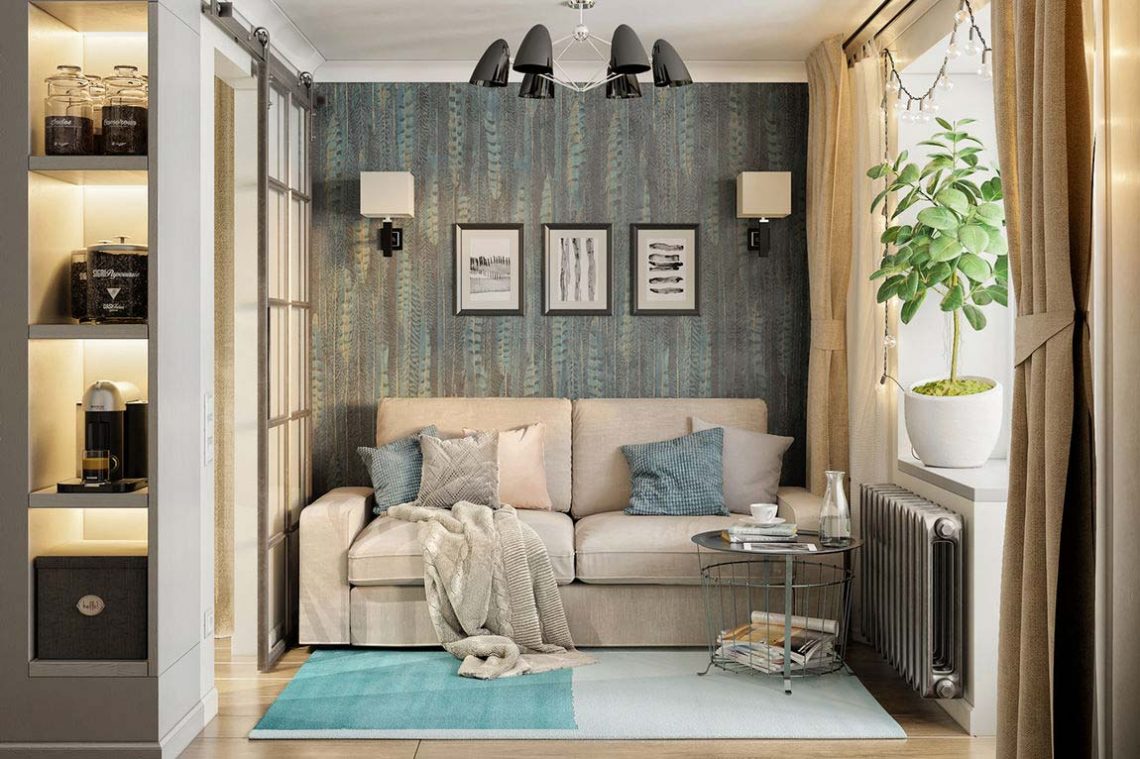 Külön hálószoba kiépítése egy fiatal lány egyszobás, hangulatosan és praktikusan kialakított lakásában - kényelmes konyha és fürdőszoba, sok tárolóhely