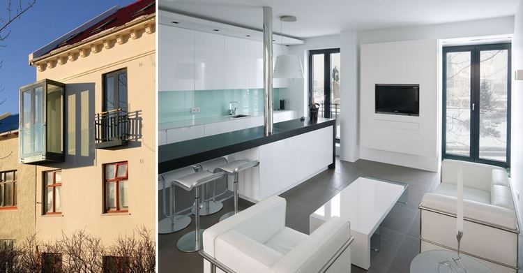 Régi lakóházban nagyon modern kis lakás, utólag épített kis erkéllyel