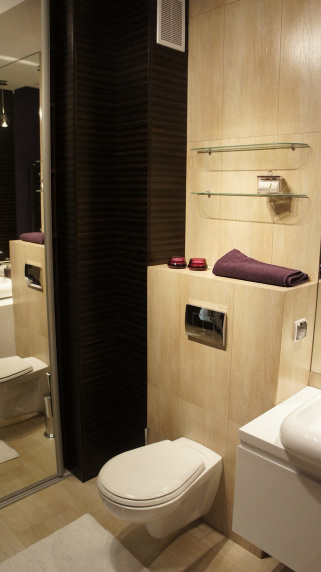 WC a fürdőszobában elegáns kialakítással WC a fürdőszobában elegáns kialakítással