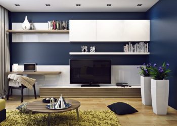 Modern lakás berendezés ötletek - kék, sárga, zöld, fehér és világos fa felületek