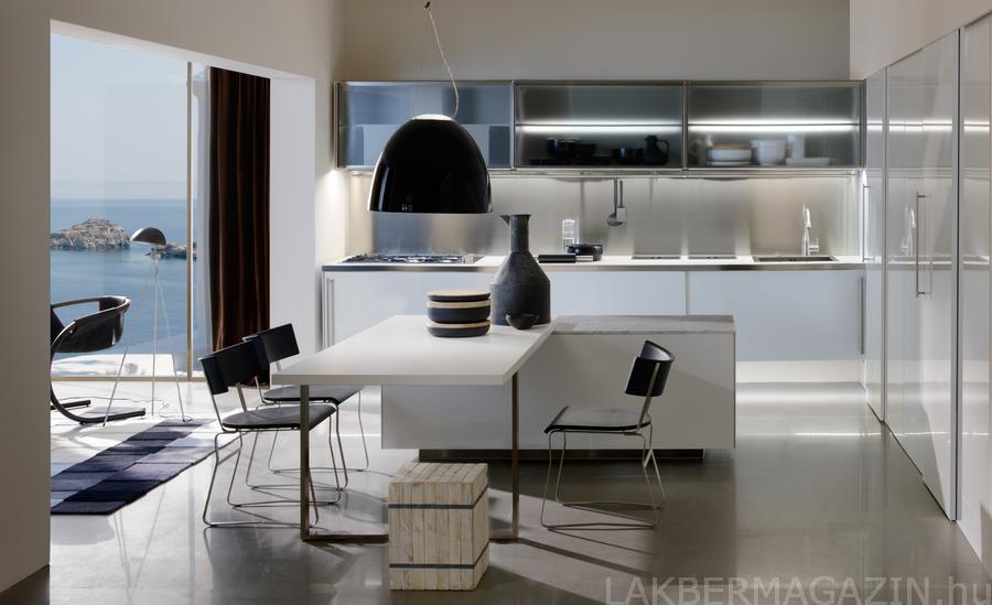 Arclinea konyha, nyitott terekhez ideális, sokoldalúan variálható, modern konyhabútor Arclinea konyha, nyitott terekhez ideális, sokoldalúan variálható, modern konyhabútor