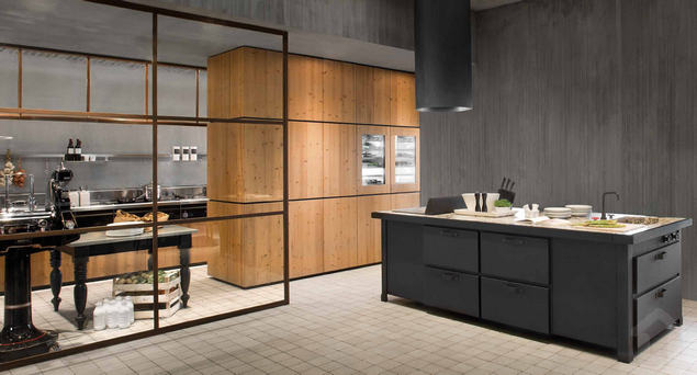 Csomós fenyő és fém harmóniája - modern konyhabútor rusztikus hangulattal - Minacciolo 8