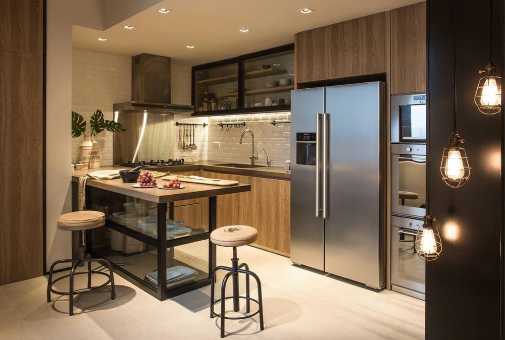 U-alakú konyha félszigettel