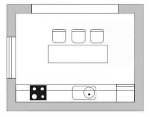Egysoros konyha szigettel