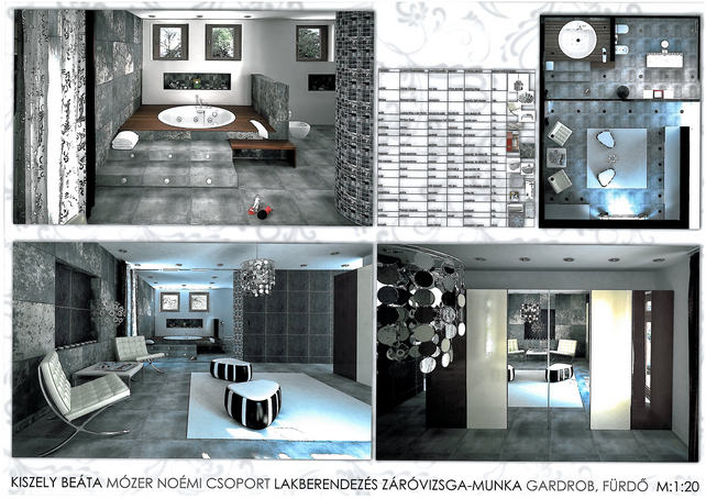 lakberendező látványterv - fürdő és gardrób