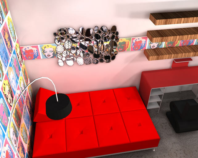 lakberendező látványterv - lányszoba tükör