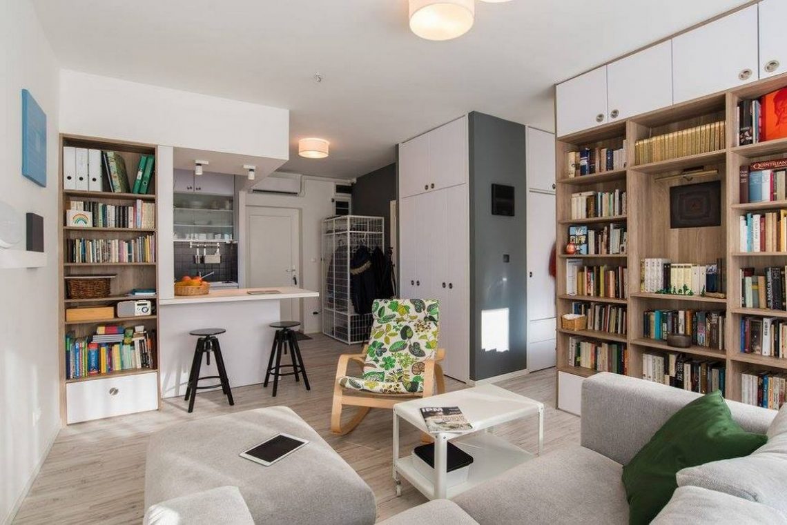 Középkorú pár 52m2-es stúdiólakása teljes felújítás után Budán - élhető, praktikus terek, kevesebb fallal - Kiss Viki lakberendező - Belvilág Lakberendezés