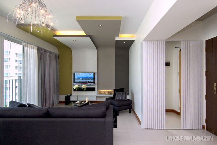 TV fal és látványelem a nappaliban gipszkarton elemekkel