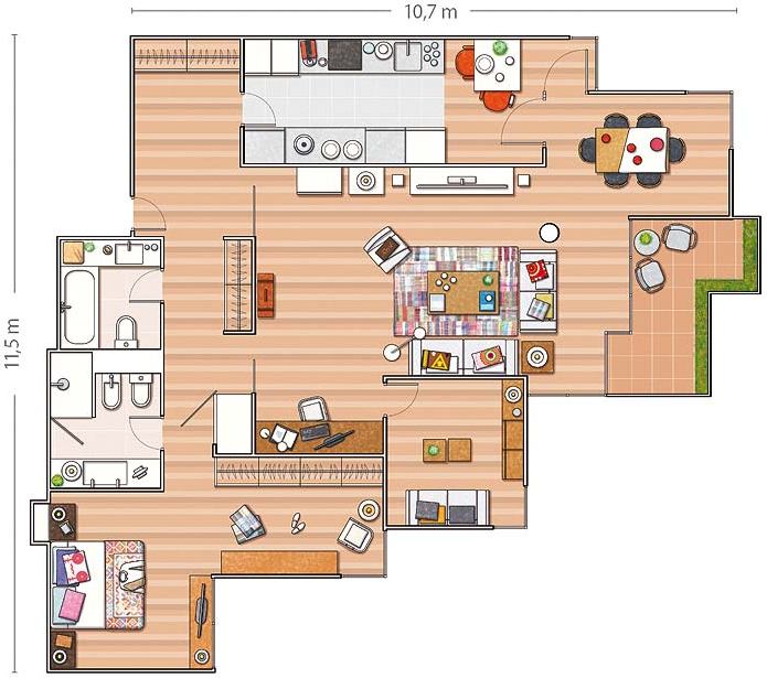 Alaprajz - Kellemes színárnyalatok, okos ötletek és térszervezés, otthonos lakberendezés Alaprajz - Kellemes színárnyalatok, okos ötletek és térszervezés, otthonos lakberendezés