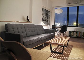 Kis 35nm-es lakás átszervezett terekkel és falakkal, hangulatos terasszal - nappali 1