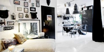 Kreatívan berendezett látványos 39nm-es kis lakás egyedi konyhával és dekorációval 1