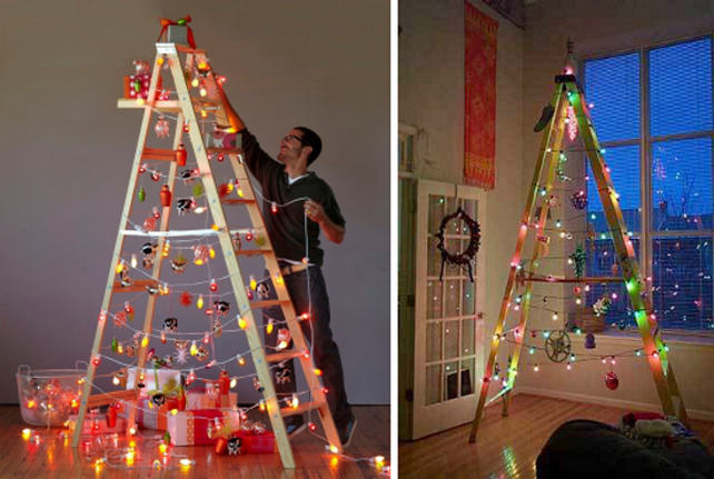 Létra ünnepi díszben - Karácsonyi dekoráció ötletek és karácsonyfa alternatívák