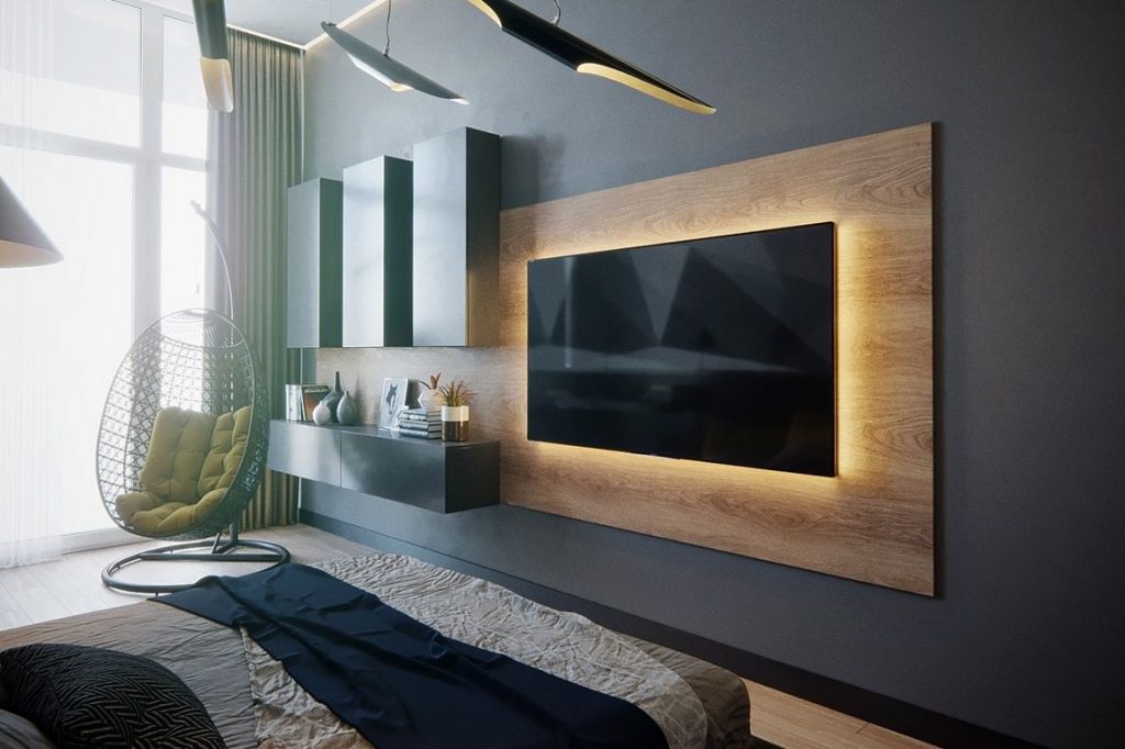 Modern TV fal kialakítása bútorokkal, polcokkal - 37 ötlet a TV stílusos és praktikus elhelyezésére
