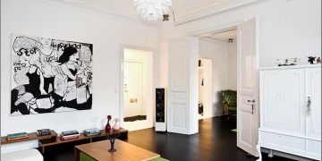 Modern svéd lakás, okos média megoldásokkal