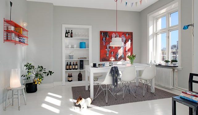 Szürke falak, fehér padló - modern skandináv lakberendezés egy polgári házban 1