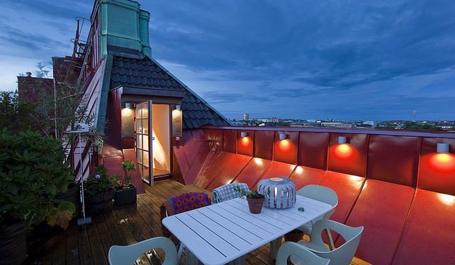 Lakberendezési ötletek modern otthonok - Többszintes penthouse lakás hangulatos tetőtéri terasszal